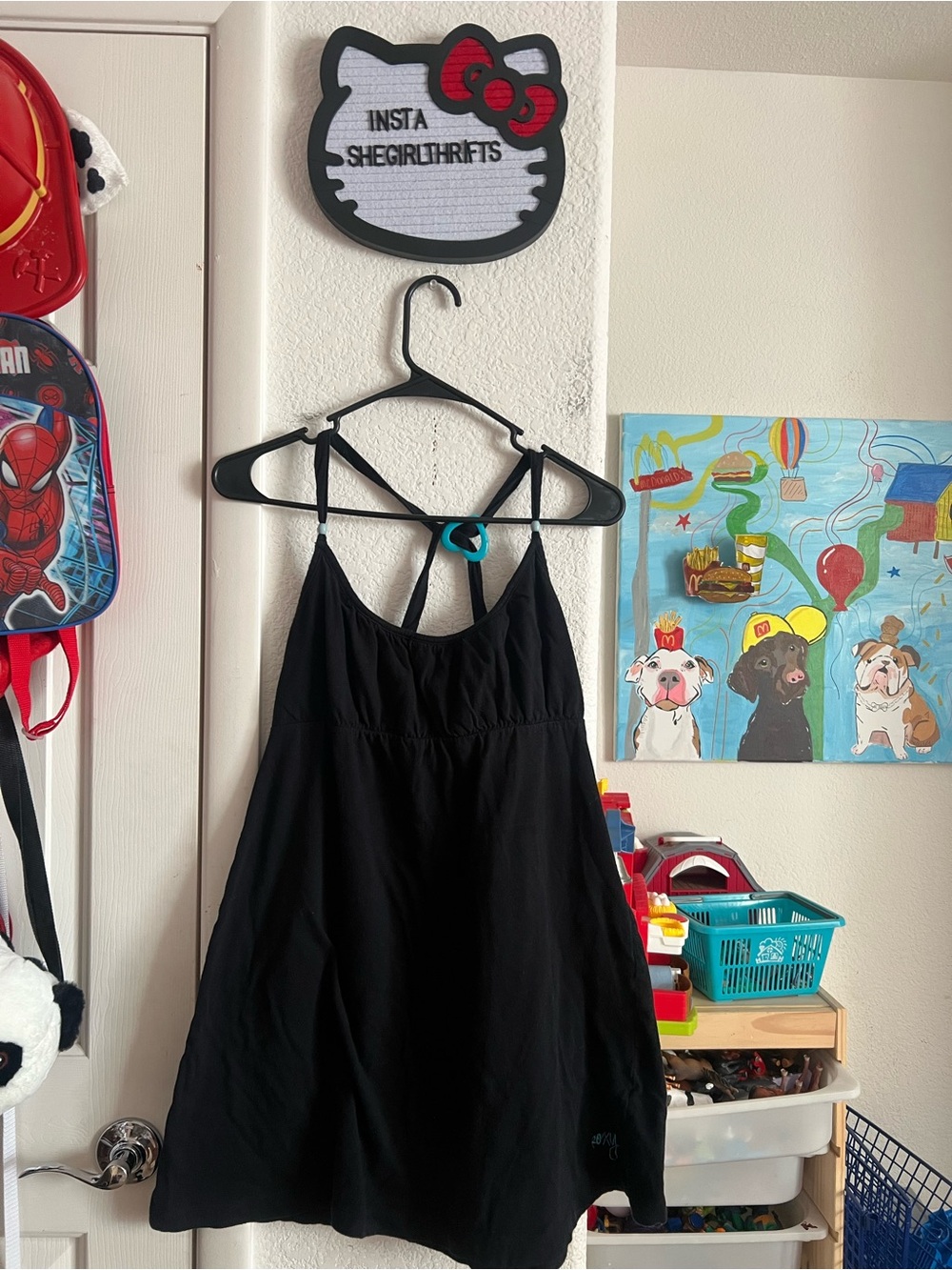 roxy black baby doll top / mini dress